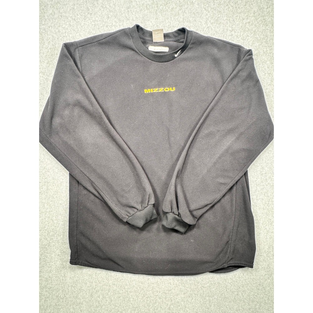 Nike Mizzou Missouri Tigers Fleece Sweatshirt Mens Large Black Crewneck